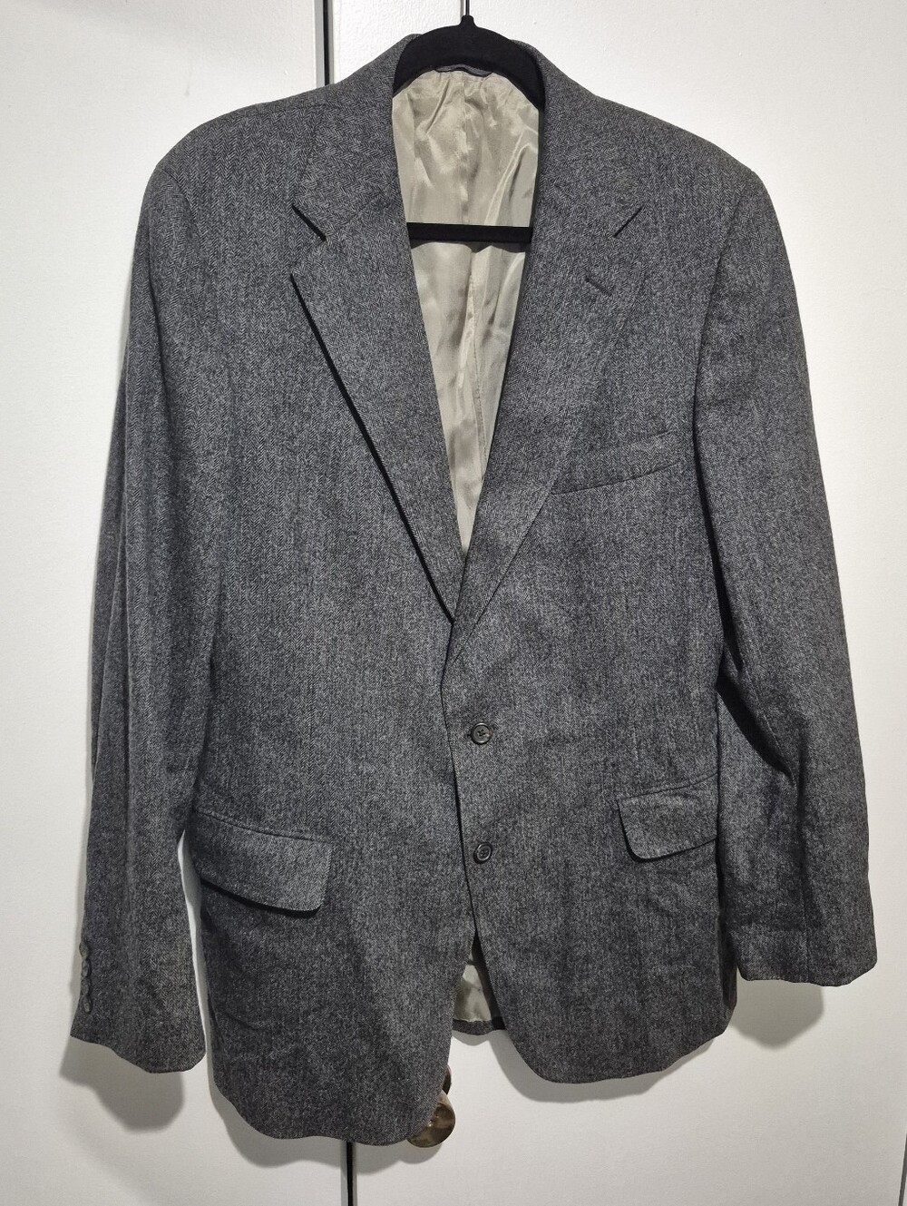 Vintage Polo University Ralph Lauren Herringbone Virgin Wool Blazer W Flaw